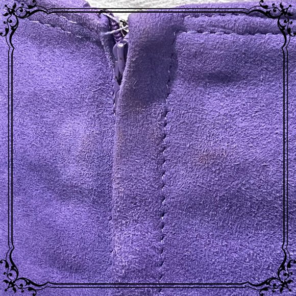 GIANNI VERSACE Vintage Lavender Suede A-Line Mini Skirt - (GUC) - Picture 7 of 7